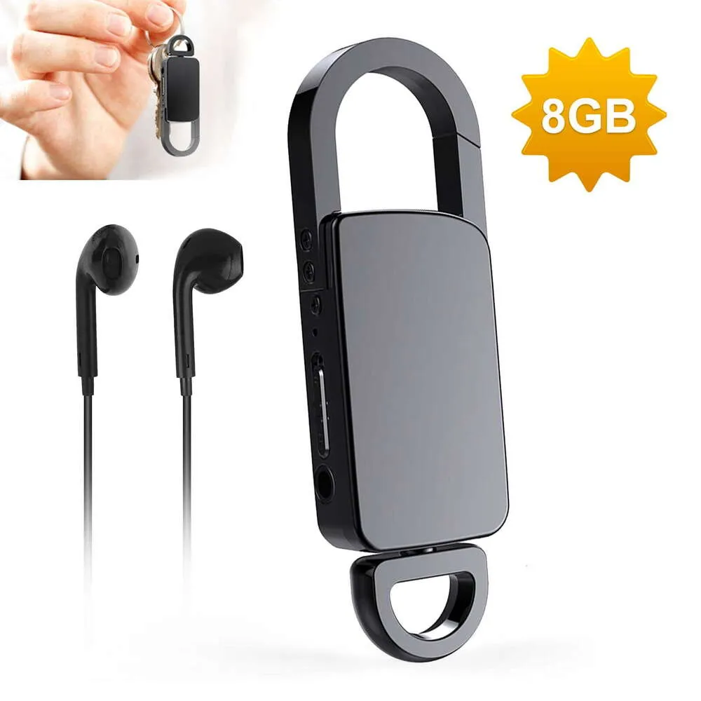 Digital Recorder 8GB Mini Keychain Voice Activated Earphone Liten ljudinspelare med trippelbrusreducering