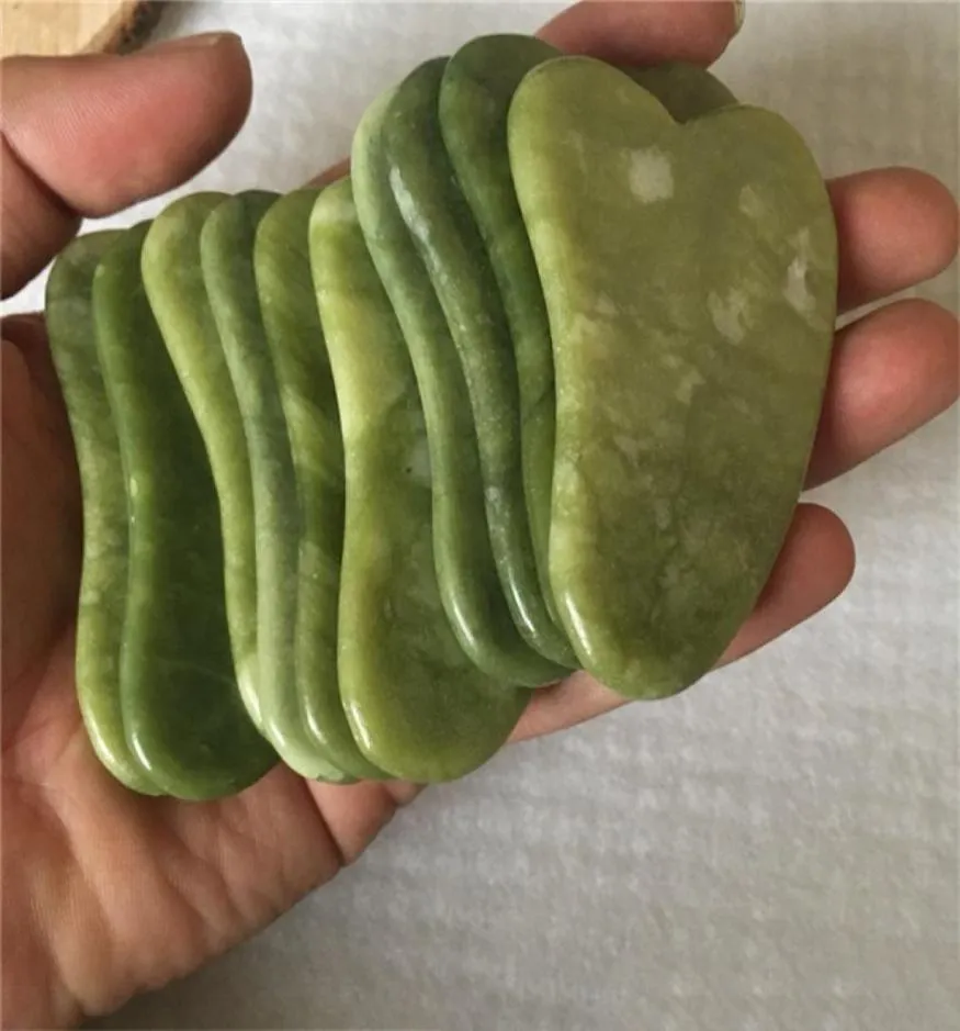 JD010 Natural xiuyan stone Green Jade Guasha gua sha Board massager for scrapping therapy jade roller6649603