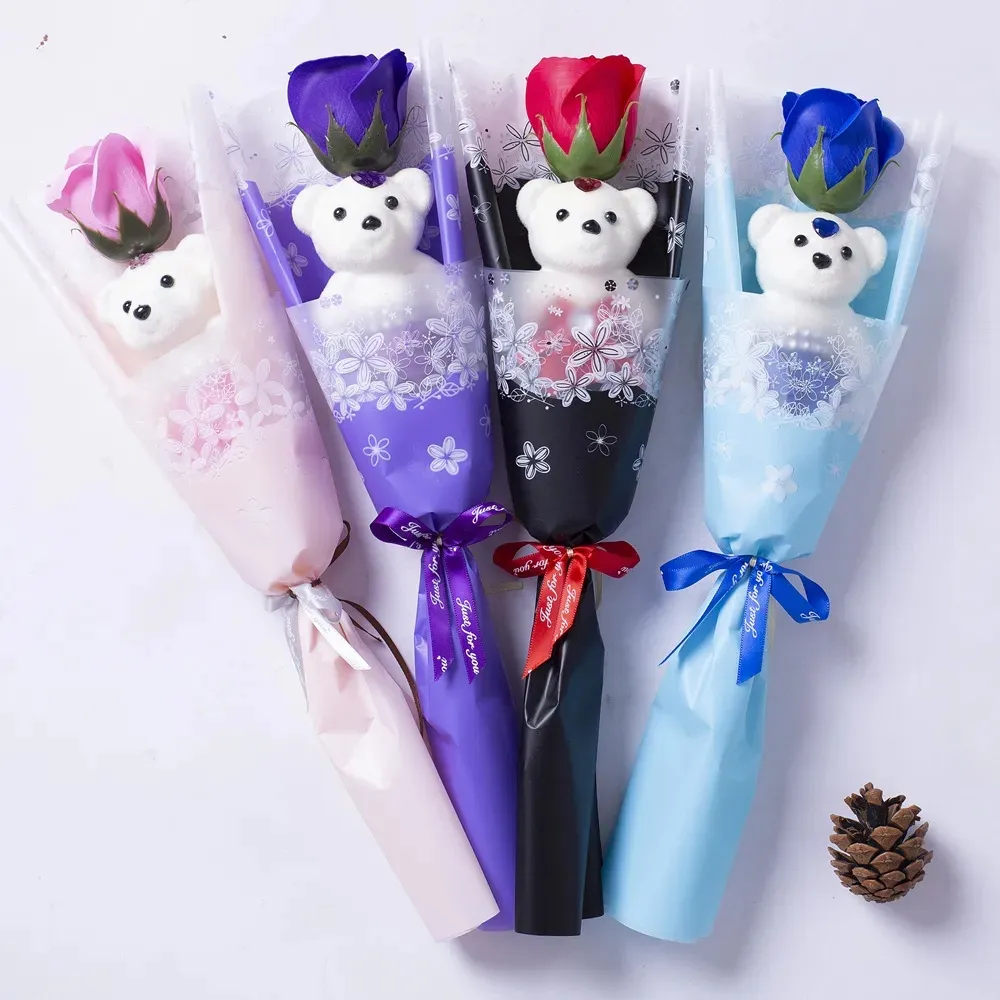 Wholesale bear soap flower Valentine's Day teacher Mother's Day gift rose bouquet carnation promotional event gift