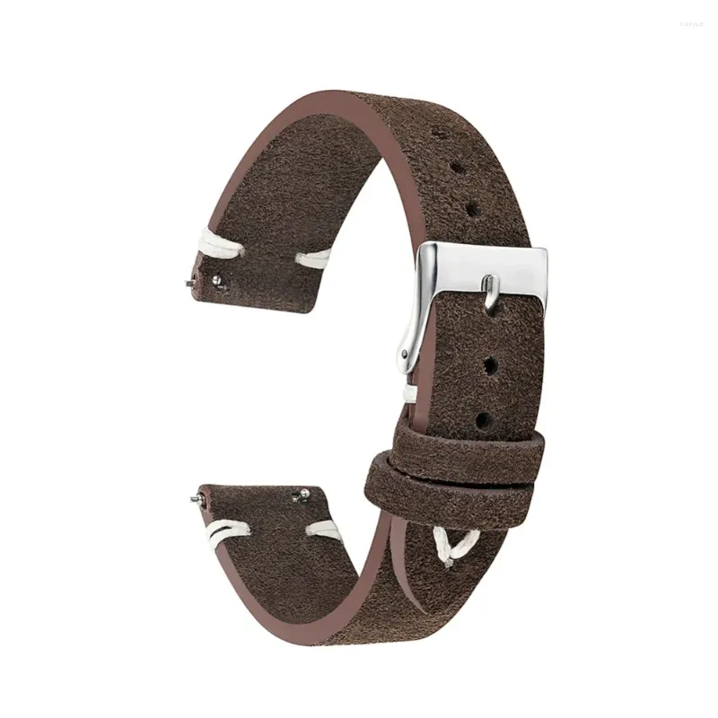 Bracelets de montre bracelet de montre en cuir suédé souple bracelet de remplacement Vintage pour hommes femmes bande café 18mm 20mm 22mm 24mm KZSD10