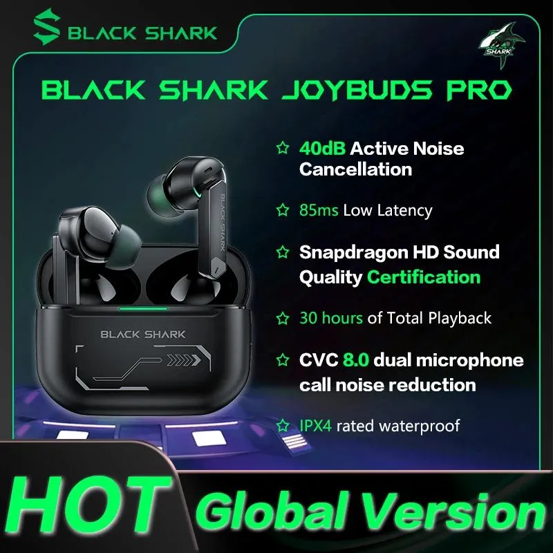 EARFONI Black Shark Joybuds pro anc tws Aurnici latenza Ultralow Latenza da 14,2 mm Dualmic Bluetooth 5.2 Auricori da gioco a carico rapido