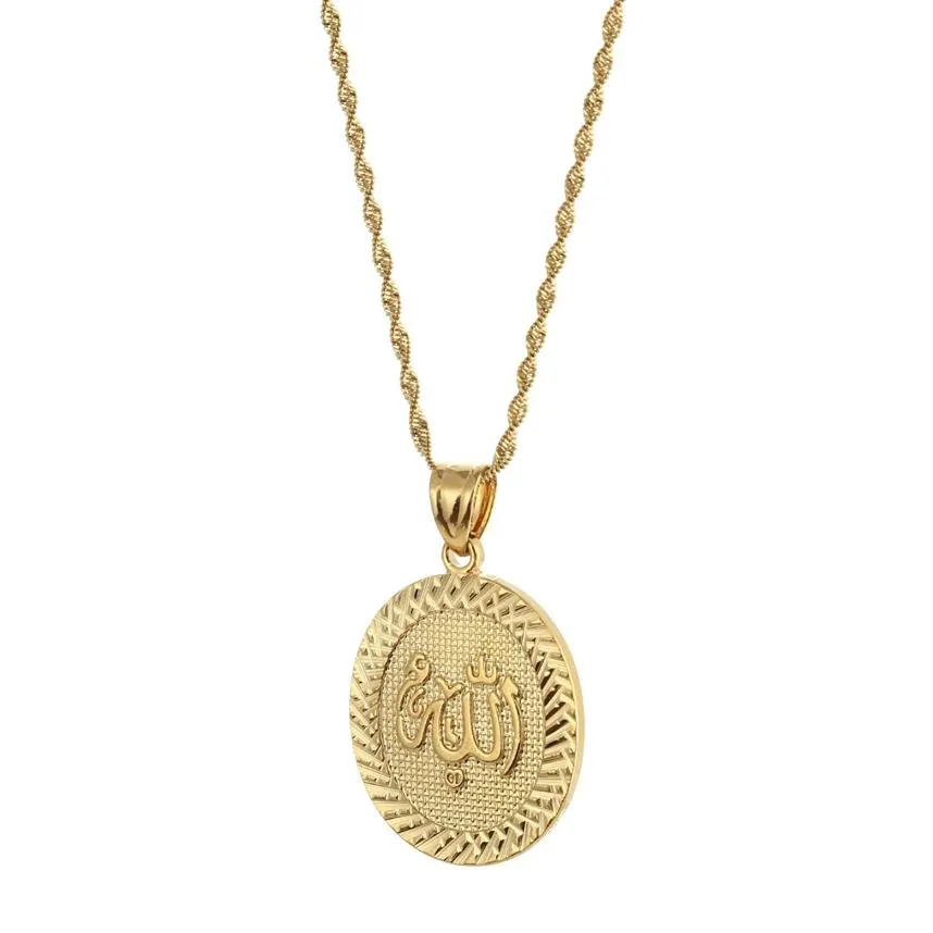 Prophet Muhammad Allah Pendant Necklace For Women Men Gold Color Middle East Islamic Arab Ahmed Muslim Jewelry176z