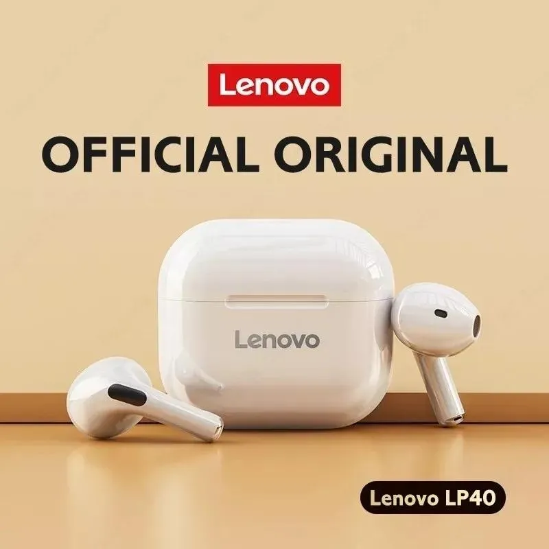 Aurbone Vendita calda Lenovo LP40 TWS auricolare wireless auricolare doppio rumore stereo riduzione del rumore bassutro Controllo tocco di supporto lungo la spedizione gratuita