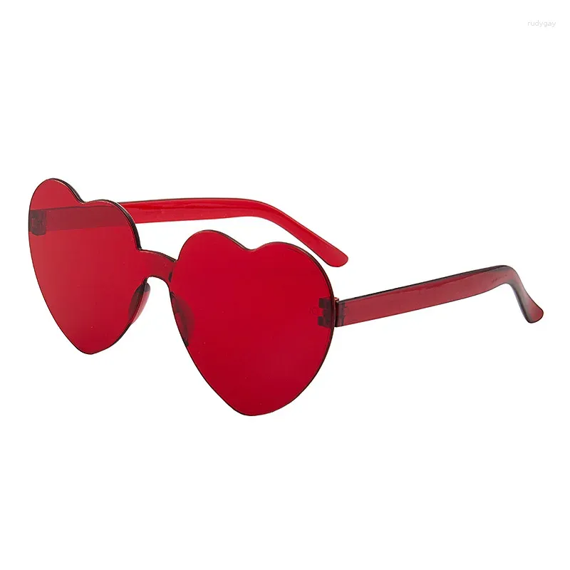 Solglasögon älskar hjärta solglasögon gelé färg rimlös ram glasögon bländande färgglad nyans klar lins glasögon gafas