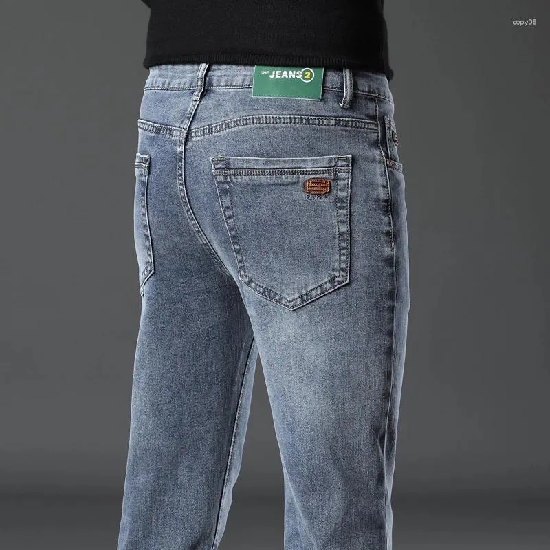 Jeans da uomo Primavera Autunno Uomo Casual Baggy Blu Grigio Dritto Elasticità Moda Corea Denim Pantaloni Abbigliamento maschile Pantaloni