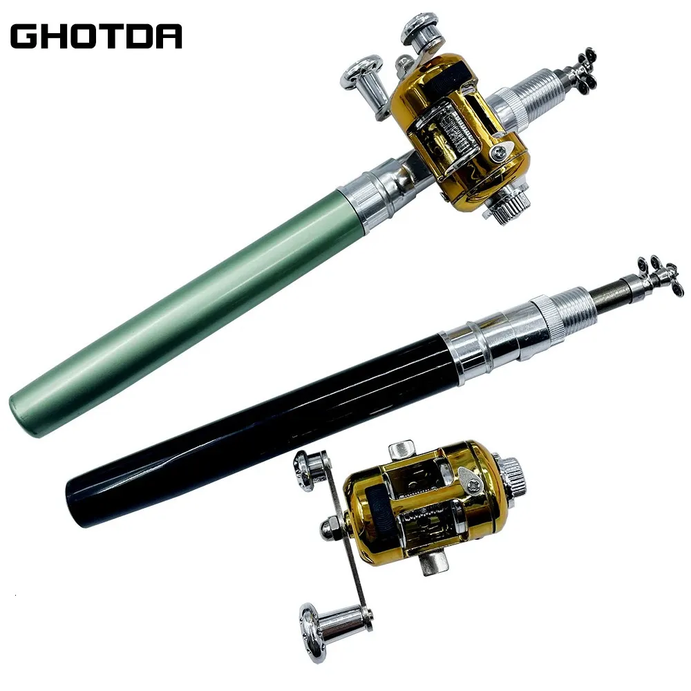 Fishing Rod and Reel Combo Set Telescopic Pocket Pen Fishing Rod with Mini Trolling Reel 231228