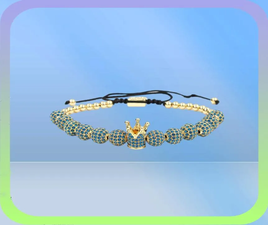 Toda a moda masculina pulseira jóias trança macrame cz contas de cobre coroa pulseiras para mulheres pulseira masculina bileklik y2006179649