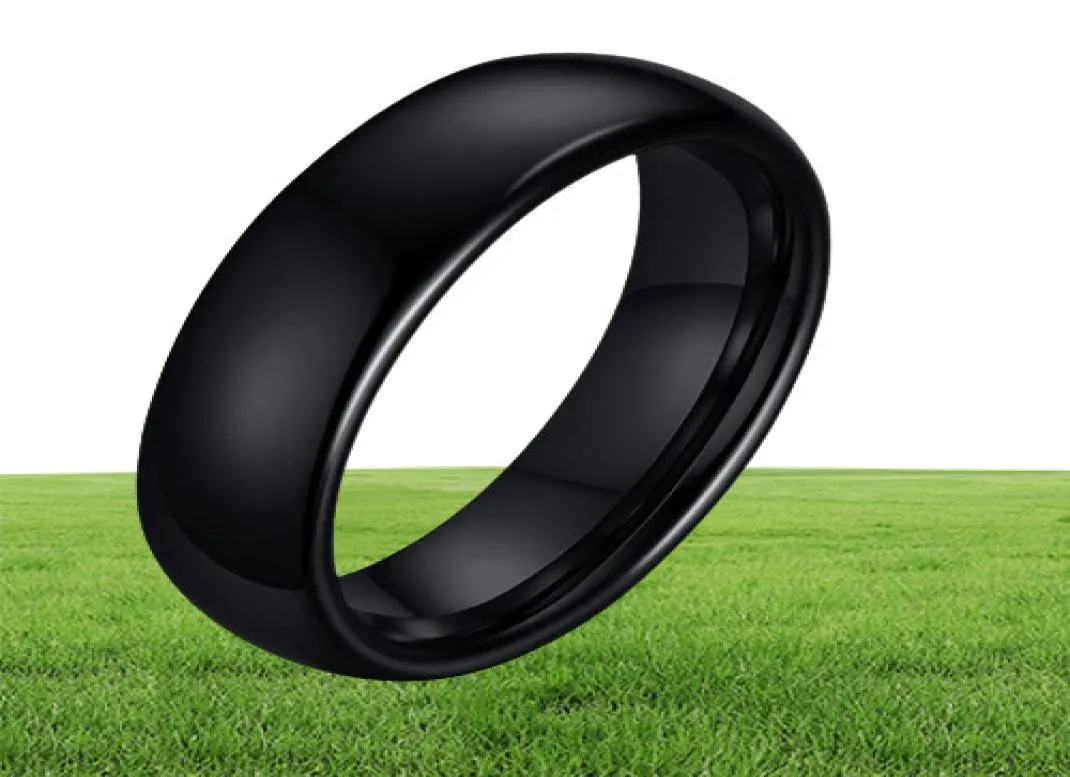 6MM Simple Black Tungsten Steel Wedding Ring Band for Men Women Personality Fashion Accessories 8526591