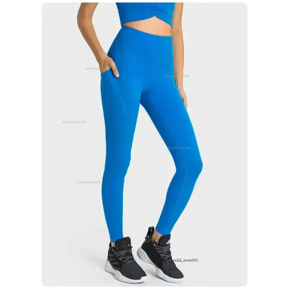 LULULEMEN Womens Women Yoga Leggings Push Fitness fulululemenly Längd mjuk hög lululy citron midja sidoficka höftlyft Lululemen 429