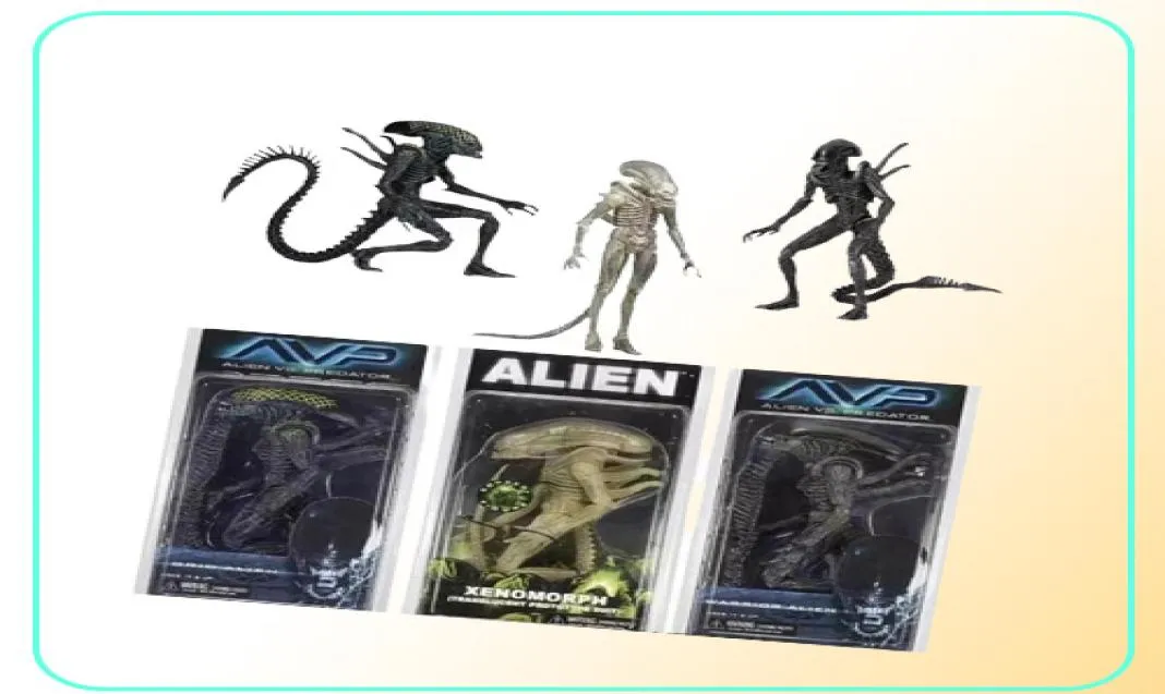 Neca Aliens Vs Predator Avp série grille Alien Xenomorph translucide Prototype costume guerrier Alien figurine modèle jouet 18 cm Y2009891892