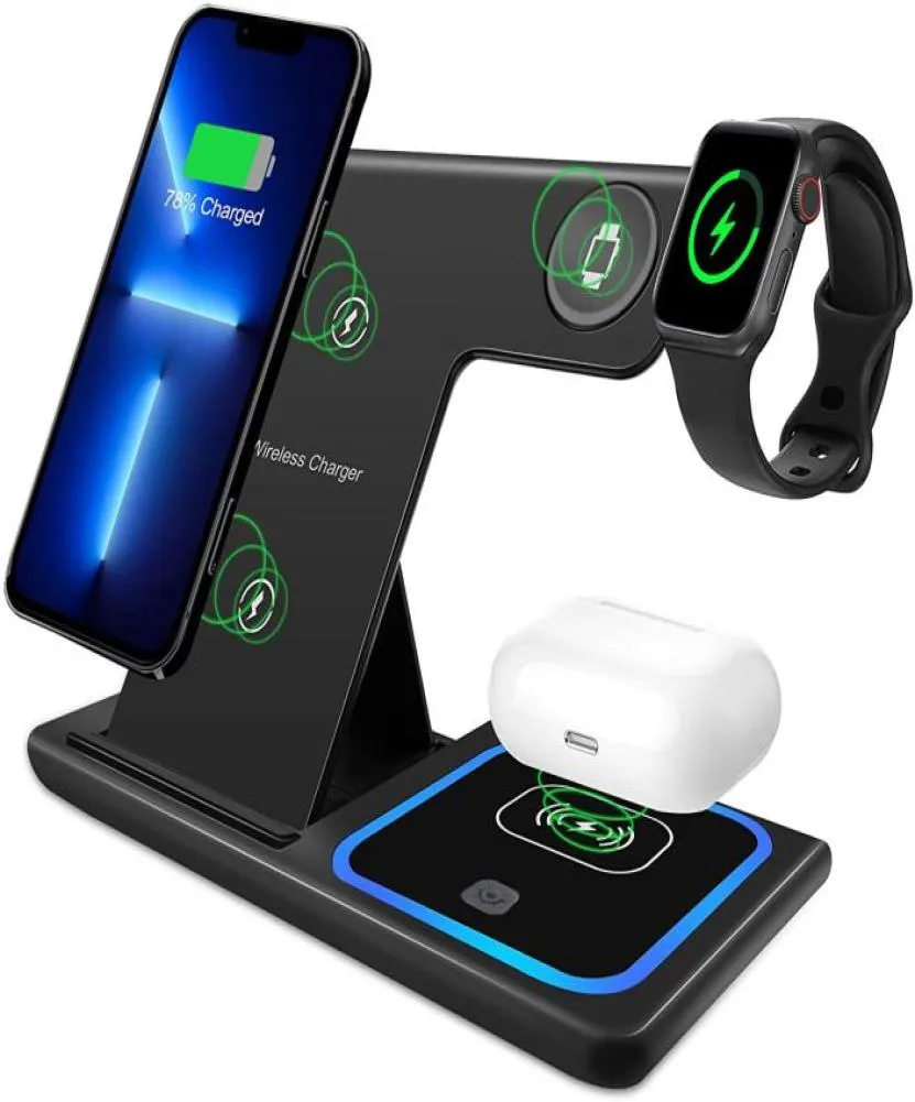 15w 3 in 1ワイヤレス充電充電ステーションiPhoneと互換性のあるAirpods pro qi Fast Quick Charger for Cell Smart MO8963170