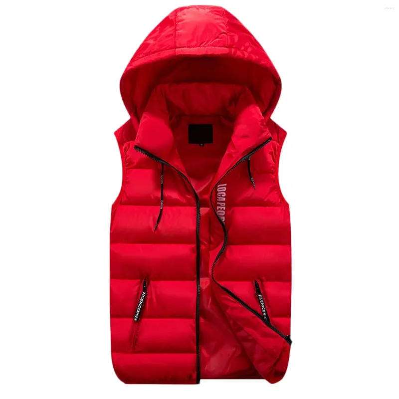 Gilet da uomo Gilet in cotone Autunno e inverno Felpa con cappuccio calda addensata Gilet con cuciture colorate Abbigliamento outdoor Novità Taglie forti Se