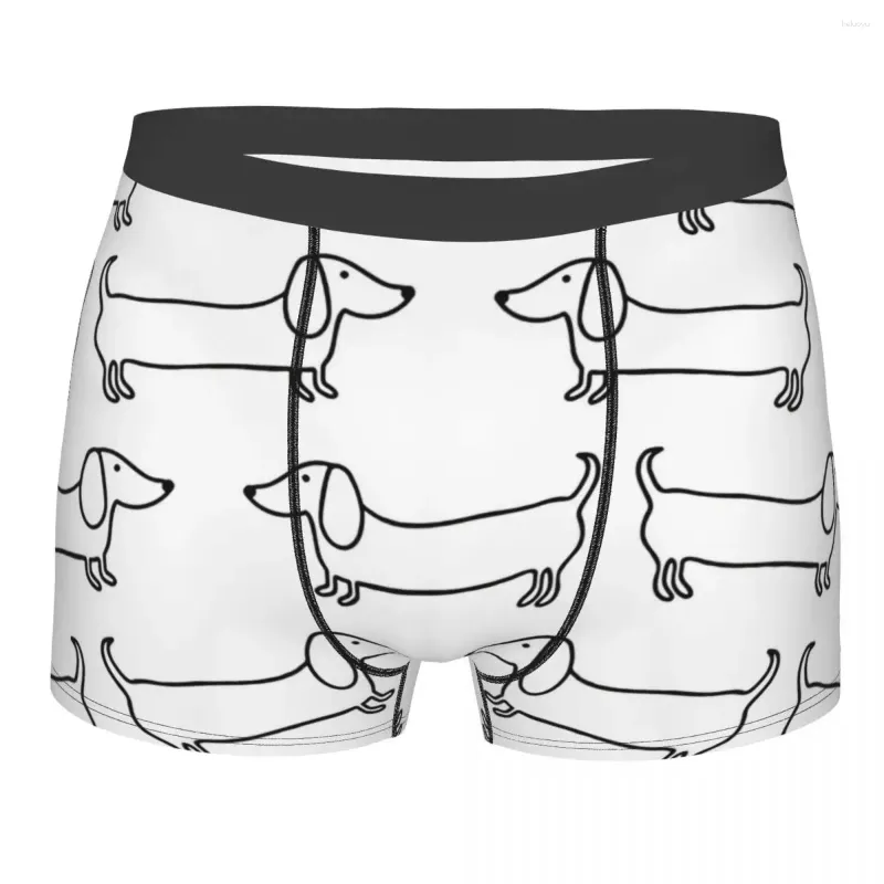 Underbyxor Dachshund Black White Man's Boxer Briefs Dog Lover andningsbara roliga tryck Shorts födelsedagspresenter