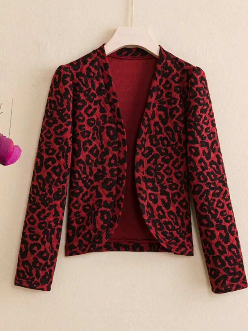 Women's Jackets Fashion Leopard Printing Cardigan Versatile Women Clothes 2024 Spring Autumn Big Size 6xl Ladies Elegant Long Sleeve Jacket