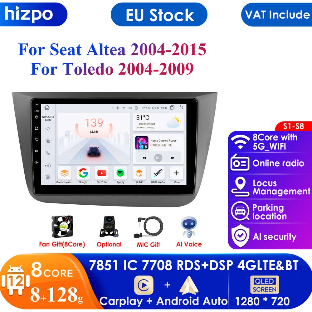 9'' 10.33'' AI Voice Wireless Carplay Android Auto Radio for Seat Altea 2004-2015 Toledo 4G Car Multimedia GPS 2din Autoradio BT