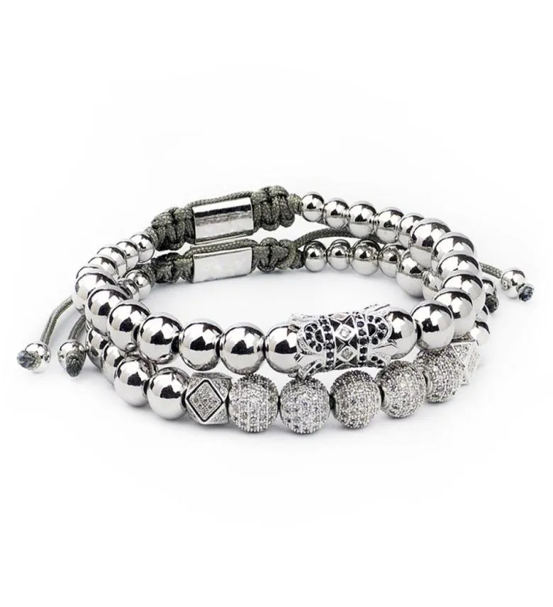 Mannen armband 2pcsSet Luxe Kroon Pave Zirconia Starlight Ball Charms Koperen Kralen Armbanden Voor Vrouwen Gift Valentine039s 4136894