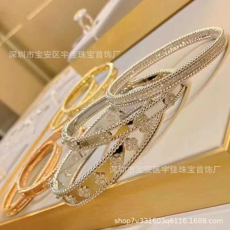 Designer luxe 18k gouden Van Clover-armband met fonkelende kristallen en diamanten Ultiem symbool van liefde en bescherming, een perfect cadeau voor dames en meisjes Qk25