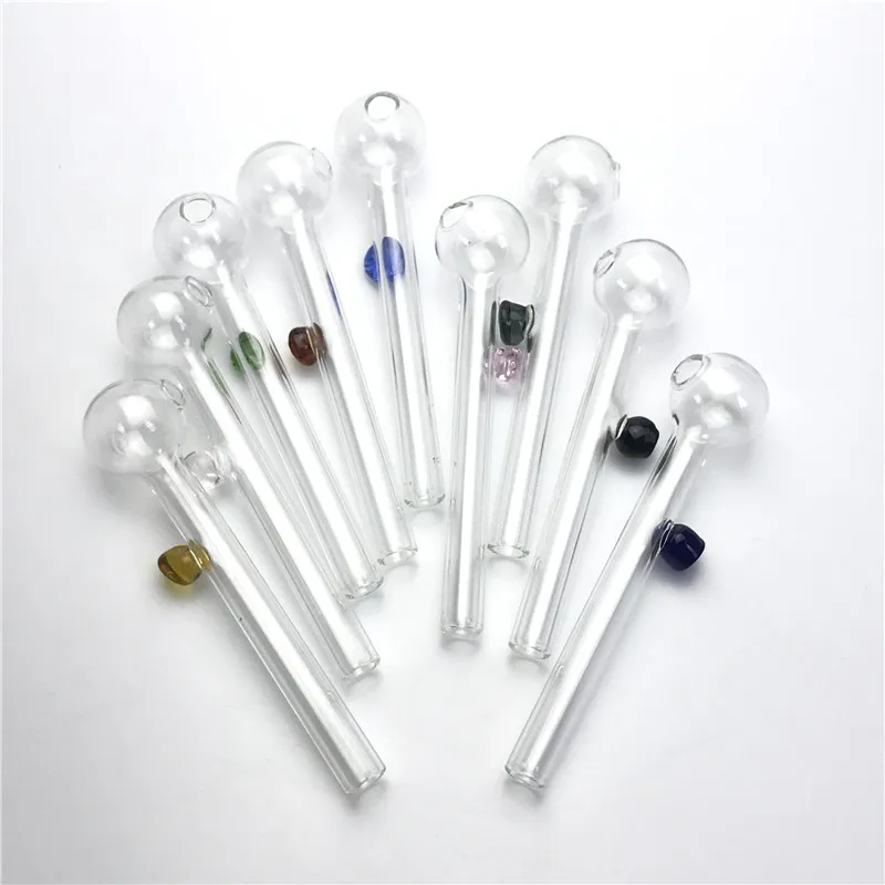 4 Inch 20mm Ball glass oil burner with green blue colorful handle pyrex hand pipes for smoking