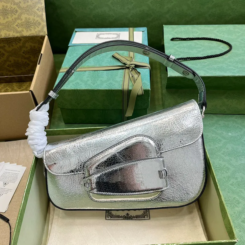 Oregelbunden designerväska handväskor crossbody påse tote påse kvinnor klaff axel väska topp spegel kvalitet mobiltelefon fick silver hami melon mönster handväska borttagbar rem