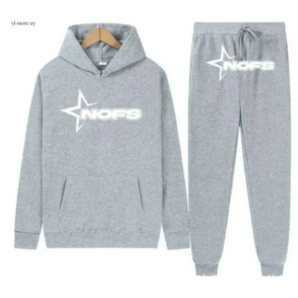 Nofs Trainingspak Sweatshirt voor heren en dames Y2k Hoodies Nofs Hoodie Letter Pullover Lange broek Set Sport Lange mouw Punk Rock Nofs 4814