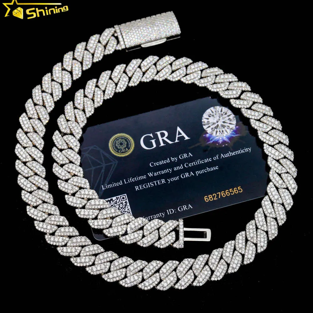 Cheap Price 13mm Iced Out Moissanite Cuban Link Chain 925 Silver Jewelry Vvs Lab Diamond Bracelet and Necklace