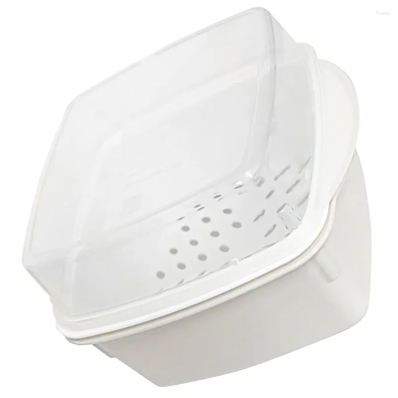 Double Boilers Food Steamers Microwave Vegetable Box Kitchen Supplies Steaming Basket Utensils Household White For Cooking