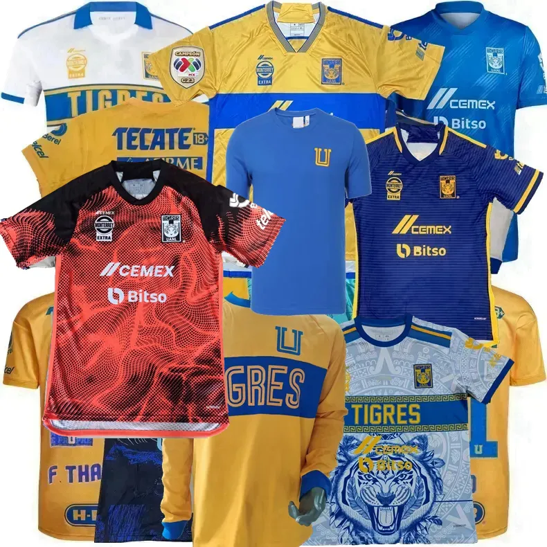 مشجعي اللاعبين Liga MX 2023 2024 Tigres Soccer Jerseys Gignac Aquino L.Quinones N.ibanez Thauvin Cordova Lainez S.Cordova Uanl 23 24 Football Men and Kids Shirt 4XL