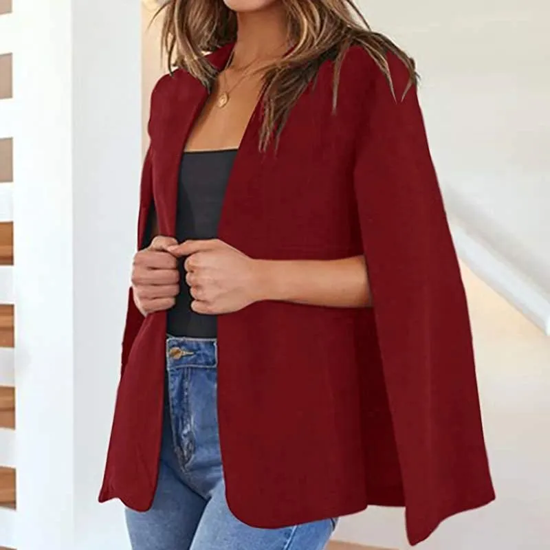 Kvinnorjackor vinter för kvinnor Lossa kort kappa Cape Cardigan Jacka Autumn Temperament Vintage Trench Outwear Chaquetas