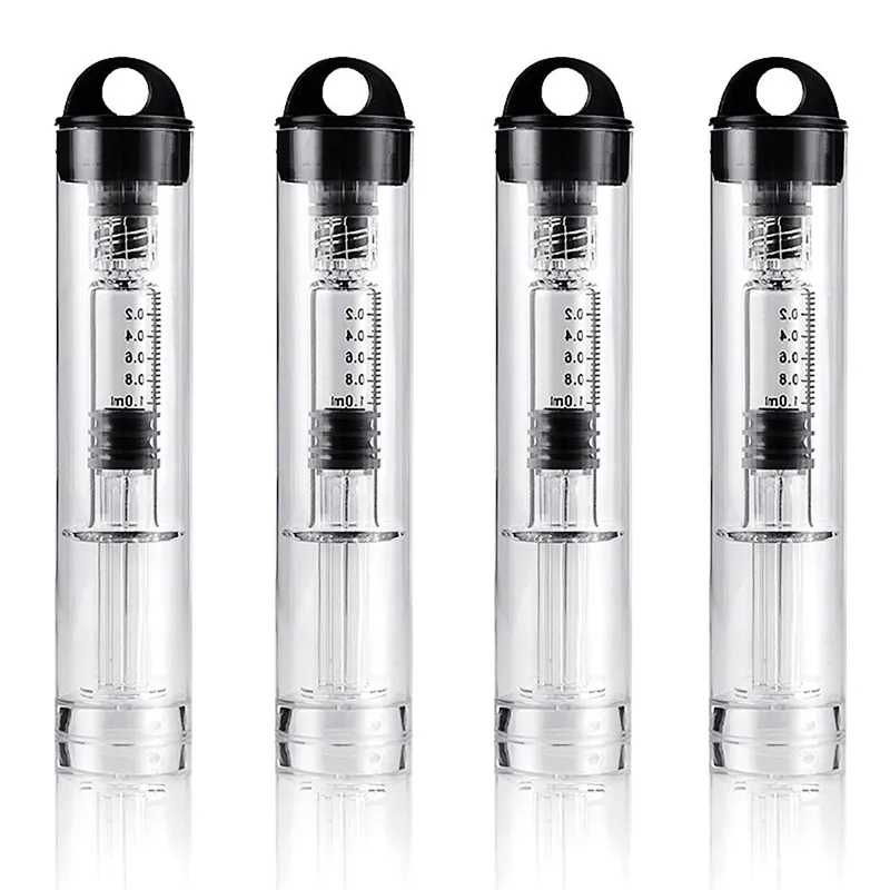 Acessórios seringa de vidro transparente 1.0ml para cartucho descartável m6t th205 atomizador injeção injetor de óleo de fumo com embalagem de tubo de plástico