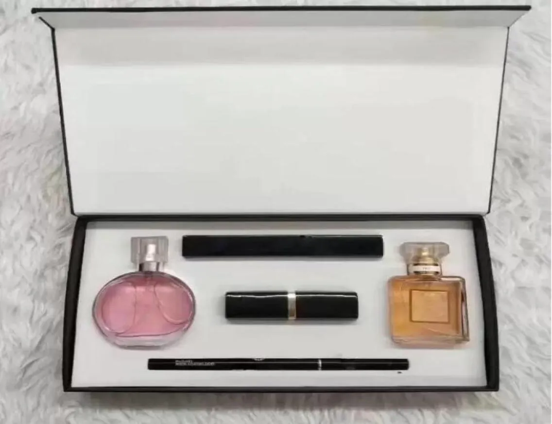 Coffret cadeau de maquillage 5 en 1, Collection de cosmétiques, Mascara, Eyeliner, rouge à lèvres, Kit de Parfum 2559845