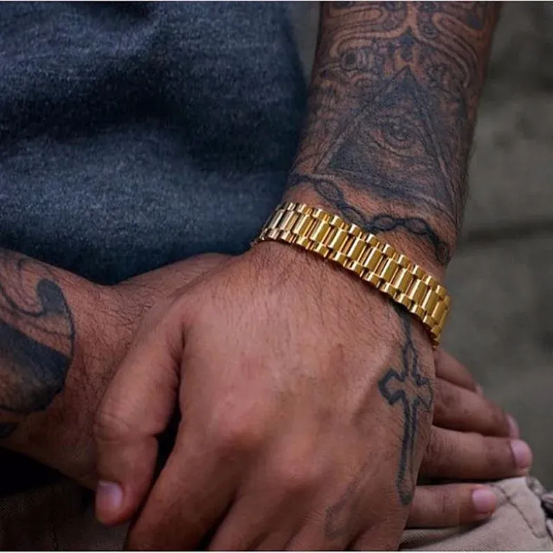 DHgate.com:Luxurious 14k Yellow Gold Hip Hop Chain Bracelet DHgate.com:Luxurious 14k Yellow Gold Hip Hop Chain Bracelet