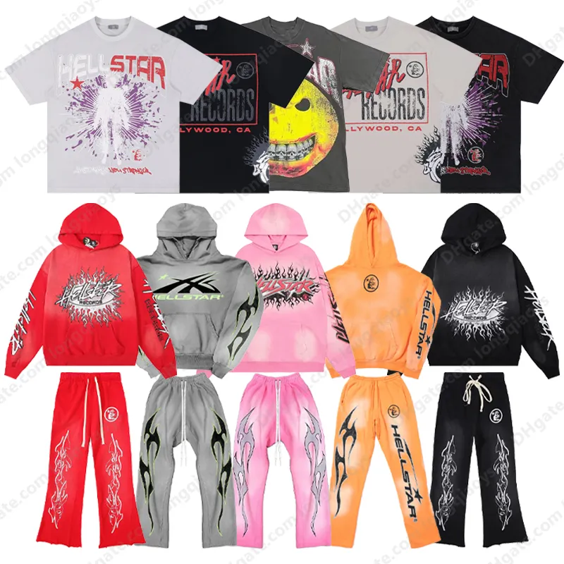 Sweats à capuche pour hommes Sweatshirts Hellstar Imprimer Trackusit Casual Jogger Sweat à capuche Designer T-shirts Été High Street Rappeur T-shirts Top