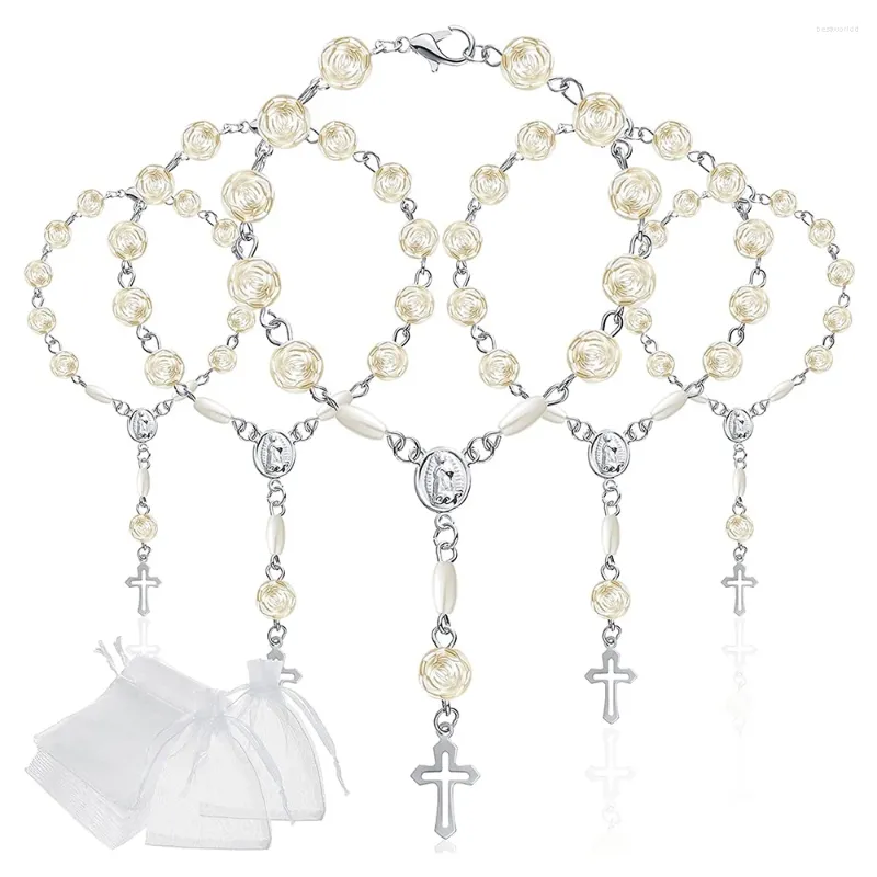 Braccialetti con ciondoli 20 pezzi Croce Rosario Battesimo Battesimo Religione Chiesa Evento Matrimonio Ragazzo Ragazza Prima Prima Comunione Baby Shower B