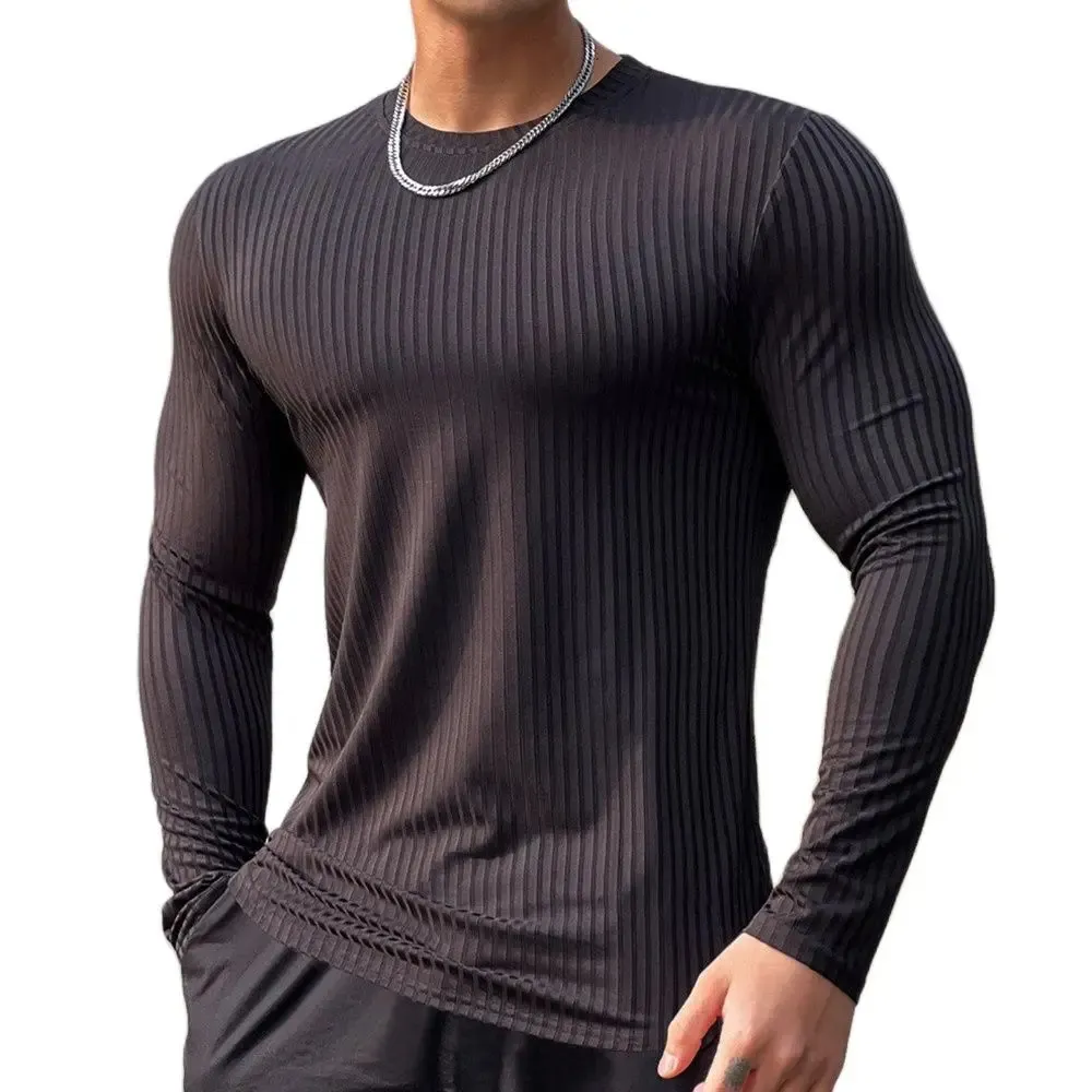 Gym Fitness T-shirt Mannen Casual Lange Mouw Skinny Shirt Mannelijke Bodybuilding Tees Tops Hardlopen Sport Sneldrogende Training Kleding 231228