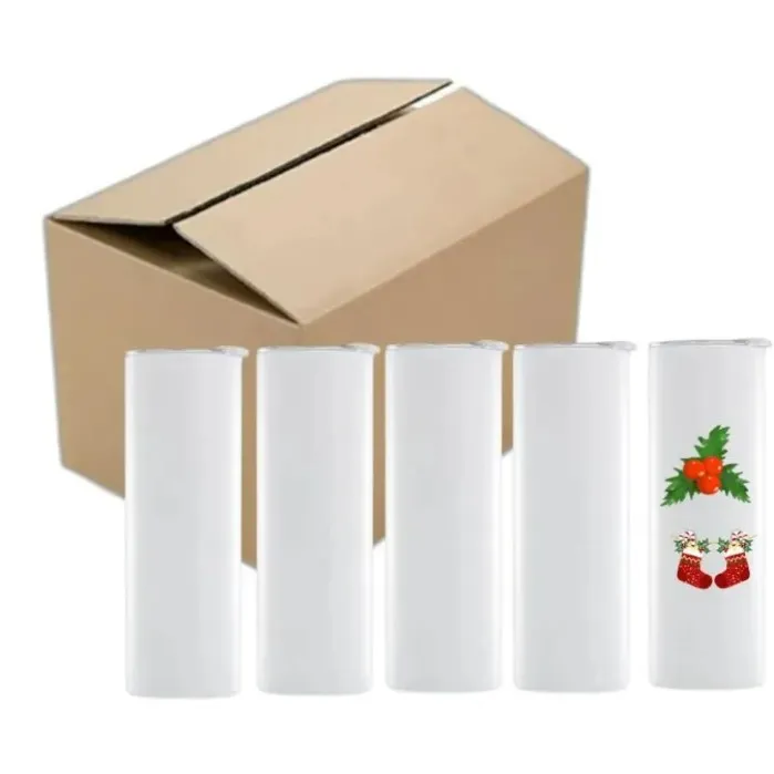 CA USA Stock 25pcs/Carton Blank Tumblers 20 унций Сублимация Прямые кружки чашки из нержавеющей стали той же ширины от вверх и вниз 1228 4.23