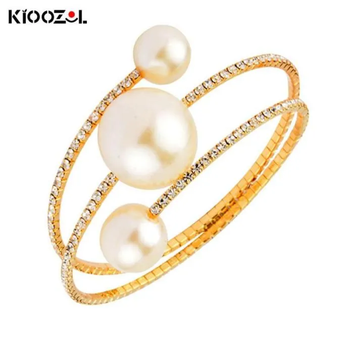 Bracelet KIOOZOL Design inhabituel trois couches grand bracelet de perles Micro incrusté CZ bracelets pour femmes bijoux accessoires 2021 179 KO43737291