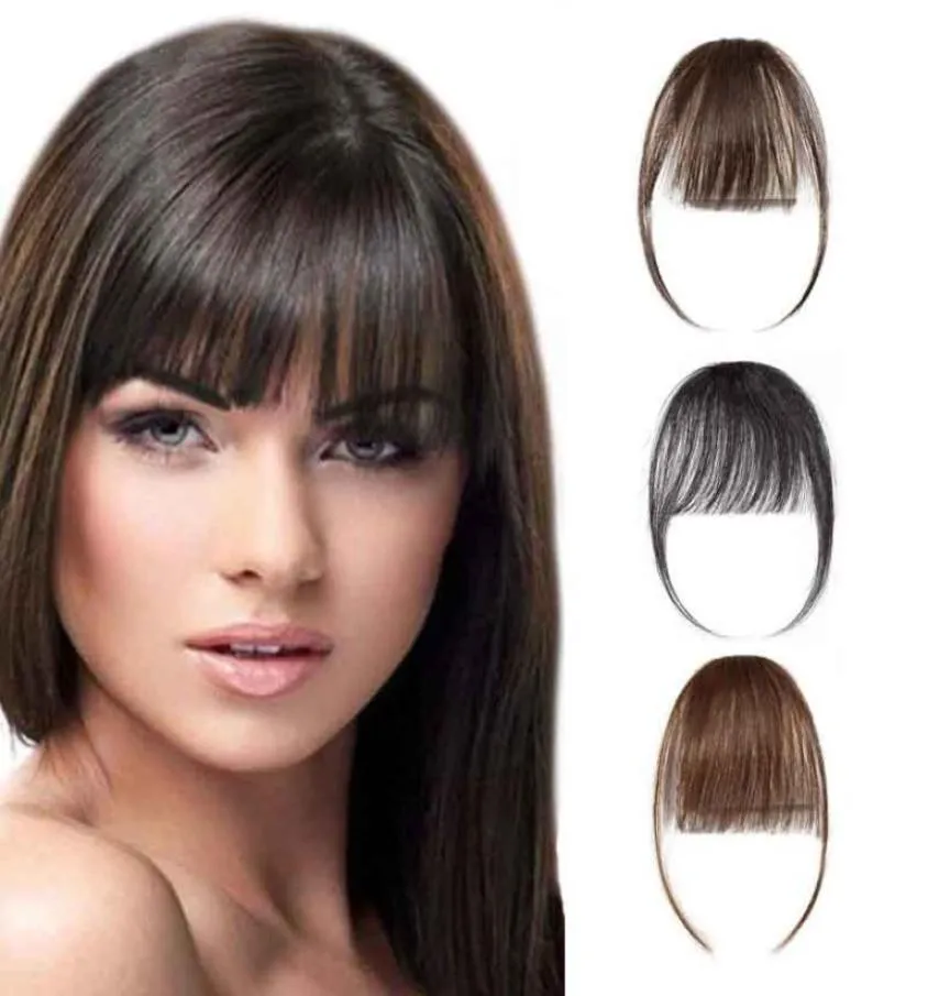 Human Hair Bangs Długie grzywki grzywki Grzywki Naturalny czarny klip w grzywce z świątynią dla kobiet9176120