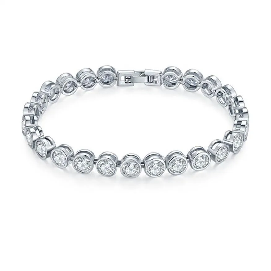 Fashion Brands Designer Round Cut CZ Stone Bracelet for Women Classical Tennis Bracelet & Bangle Jewelery Gift216R