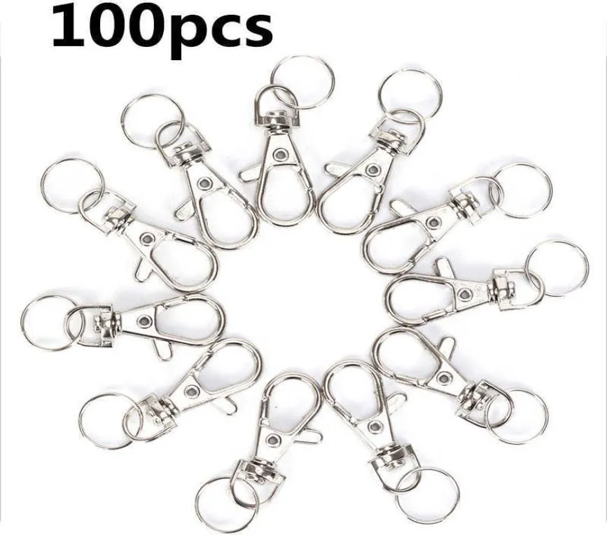 100pcslot Swivel Lobster Clasp Clips Key Hook Keychain Split Key Ring Findings Clasps for Keychains Making H09152374974