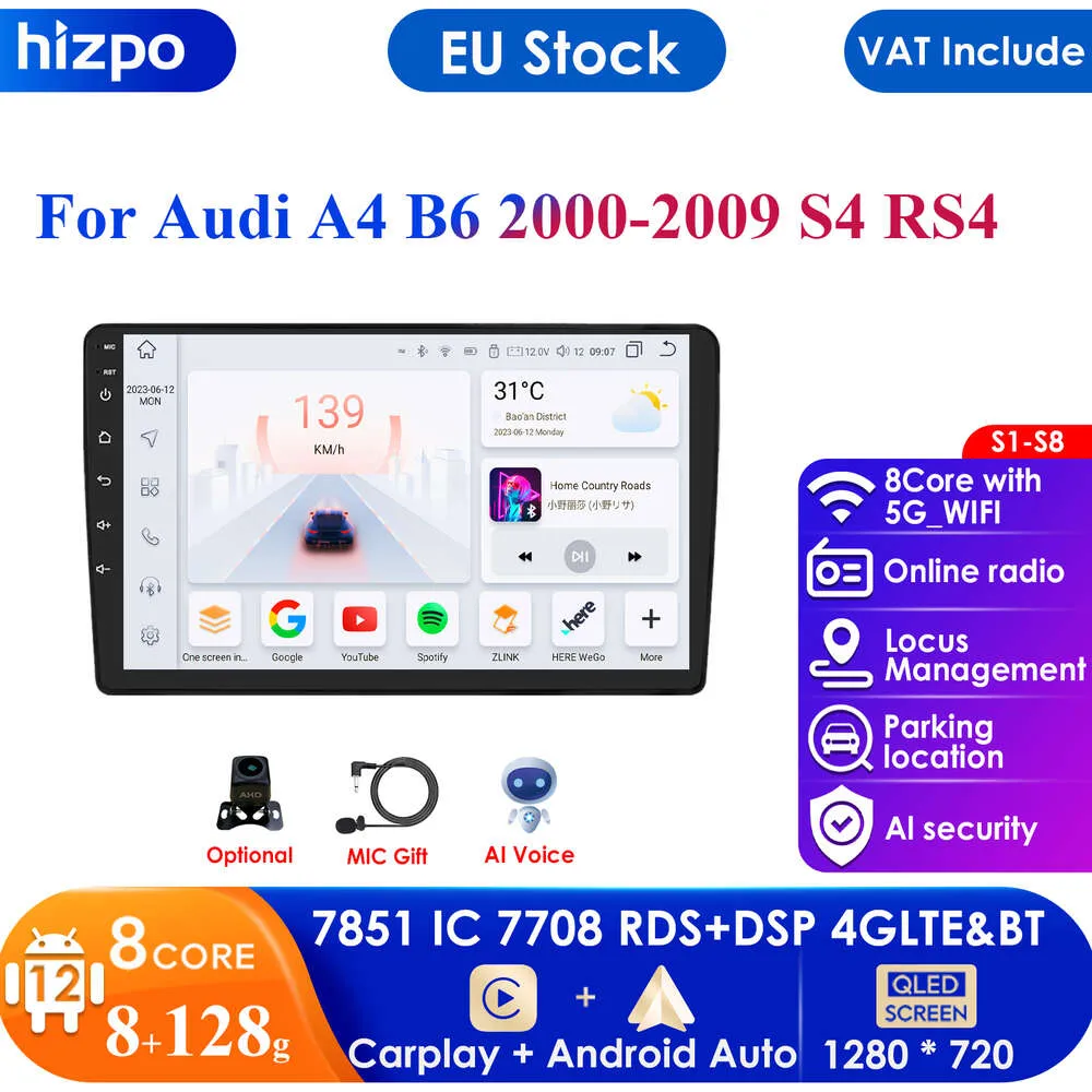 9'' 2din Android Auto Radio Multimedia Video Player für Audi A4 2000-2009 S4 B6 B7 RS4 Seat Exeo GPS Nav Carplay Autoradio 4G RDS