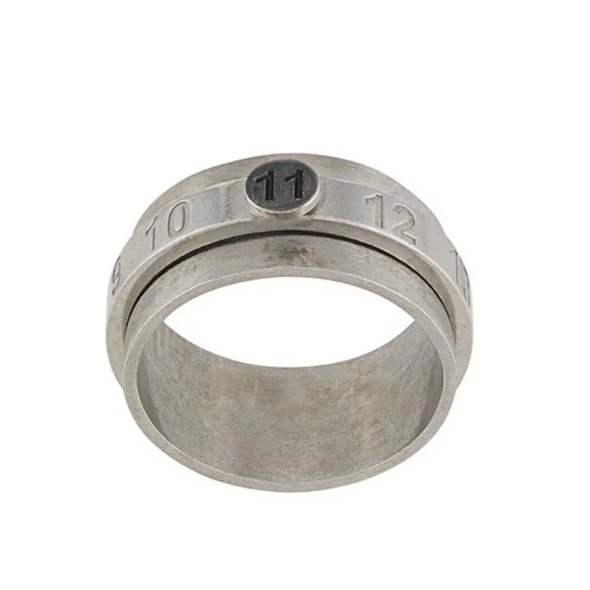 Draaibare digitale gravure 925 sterling zilveren oude ring dubbellaags overlappend logo decompressie all-match trend Jewelry272a
