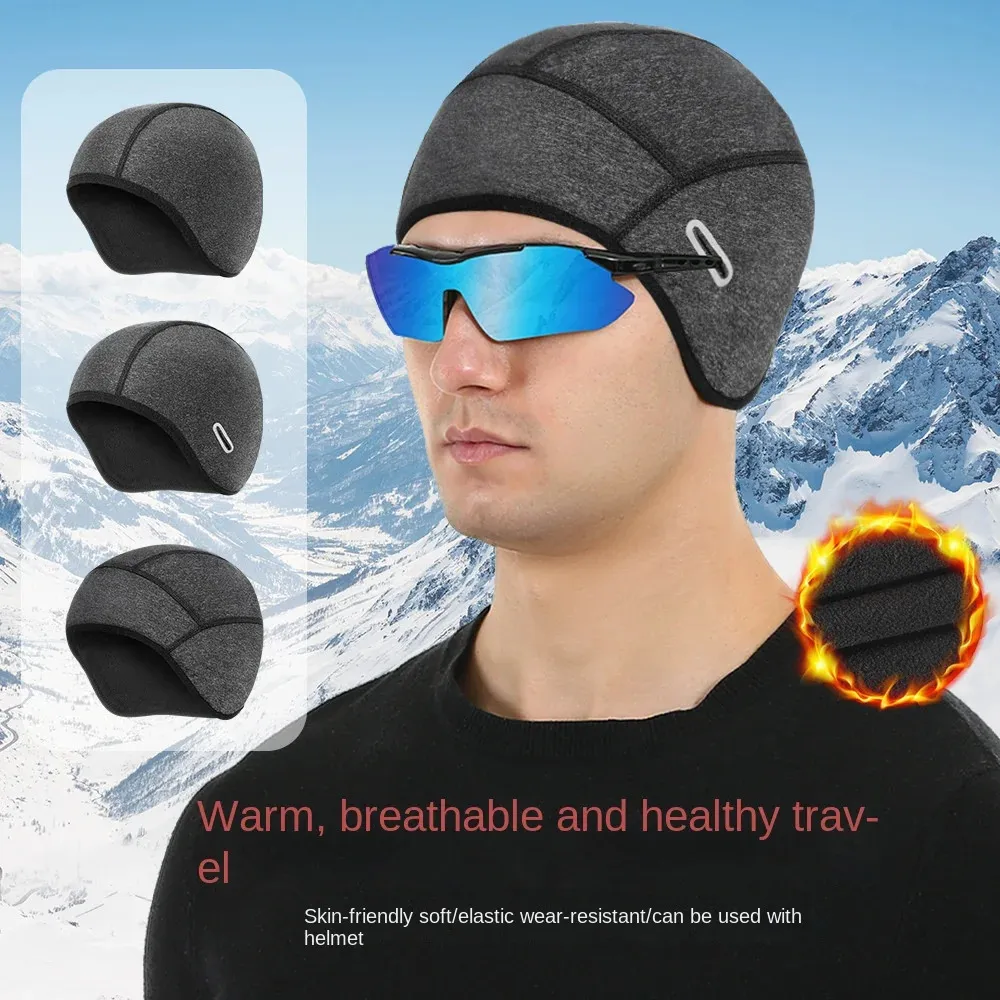 Men Women Winter Windproof Warm Rid Warm Beanie Helmet Liner Ear Protection Fleece Headgear Mountaineering Skiing Waterproof Cap