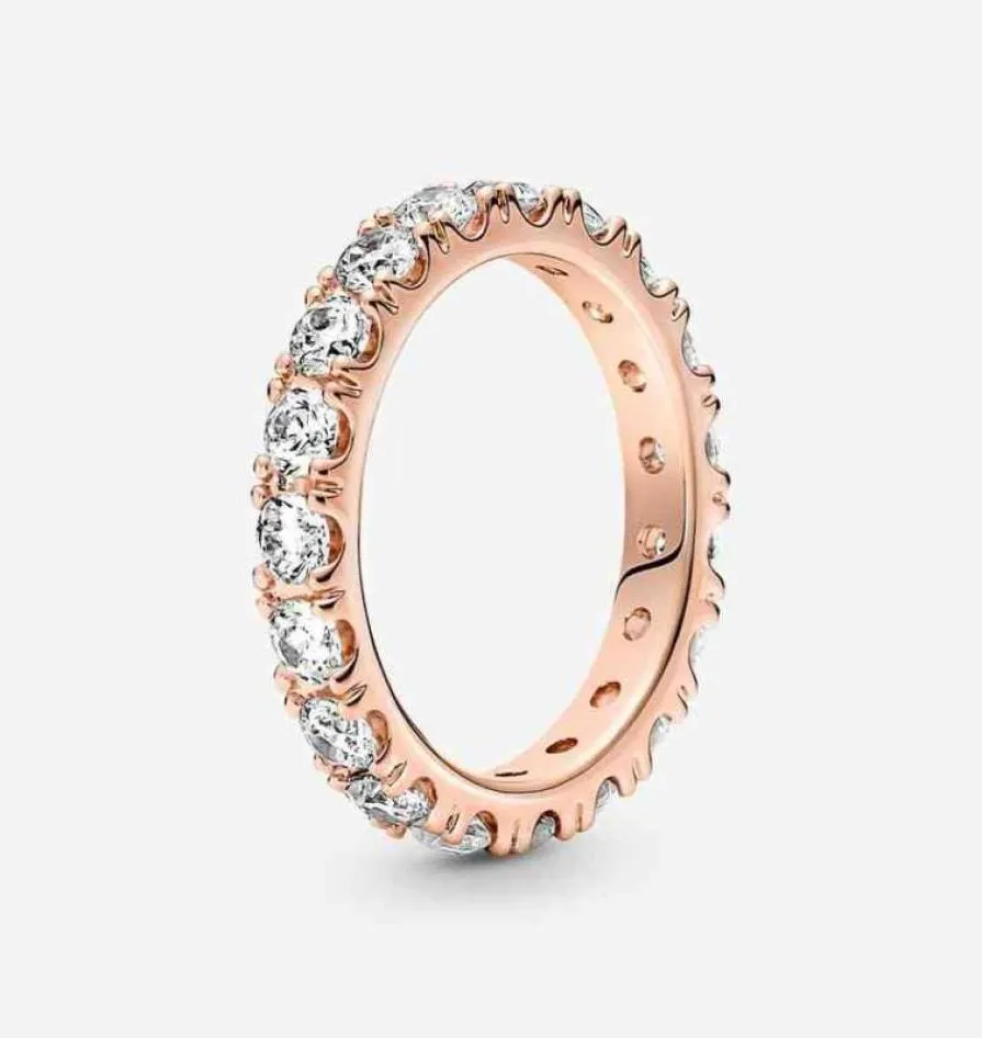 Rose Gold Plated Sparkling Row Eternity Ring med Clear CZ Fashion Style Jewelry for Women35934263426237