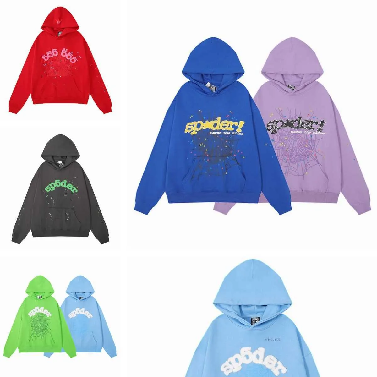 Sweats à capuche pour hommes Sweatshirts Nouveau Sky Blue Sp5der Sweat à capuche Femmes Ihoodie Hip Hop Young Thug Spider World Wide 555555 Imprimer Pull à capuche 1SQW WZ5L