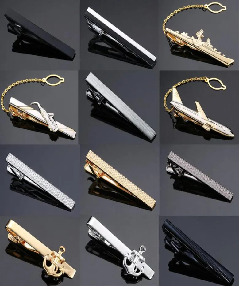 Nieuwe en hoge kwaliteit lasergravure tie clip fashion style goud zilver en zwarte mannen zakelijke tie pin gratis Levering1754424