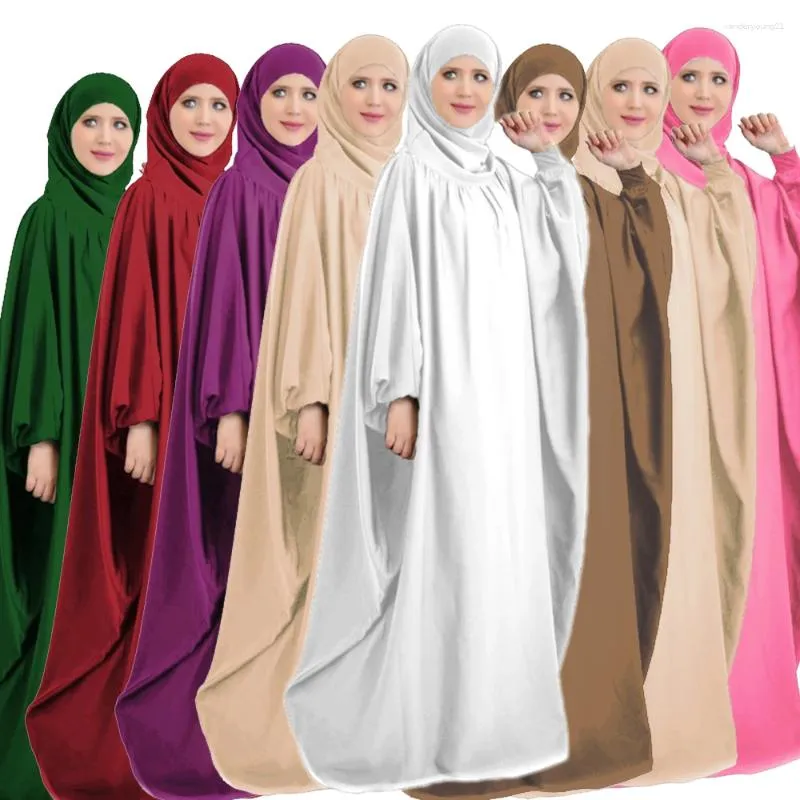 Vêtements ethniques Femmes musulmanes Robe arabe Lâche Prière Vêtement Batwing Manches Abaya Capuchon Overhead Maxi Robe Burka Moyen-Orient Turc