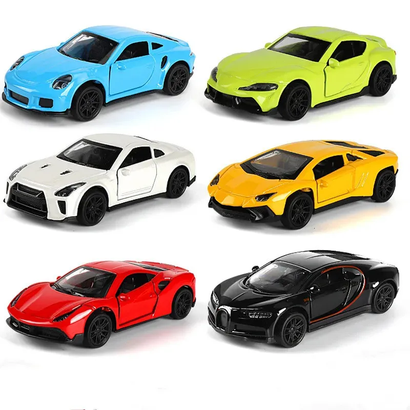 1 43 ​​Diecast Alloy Car Model Metal Back Back Simulation Toy Boy Sports Ornament مع فتح ألعاب الباب للأطفال 231228