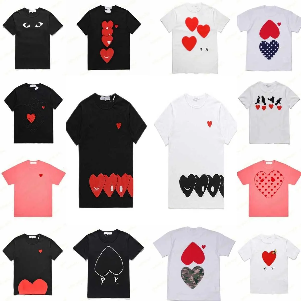 Moda Uomo Gioca t Shirt Cdg Designer Hearts Casual Donna Des Badge Garcons grafica tee cuore dietro la lettera sul petto t-shirt c