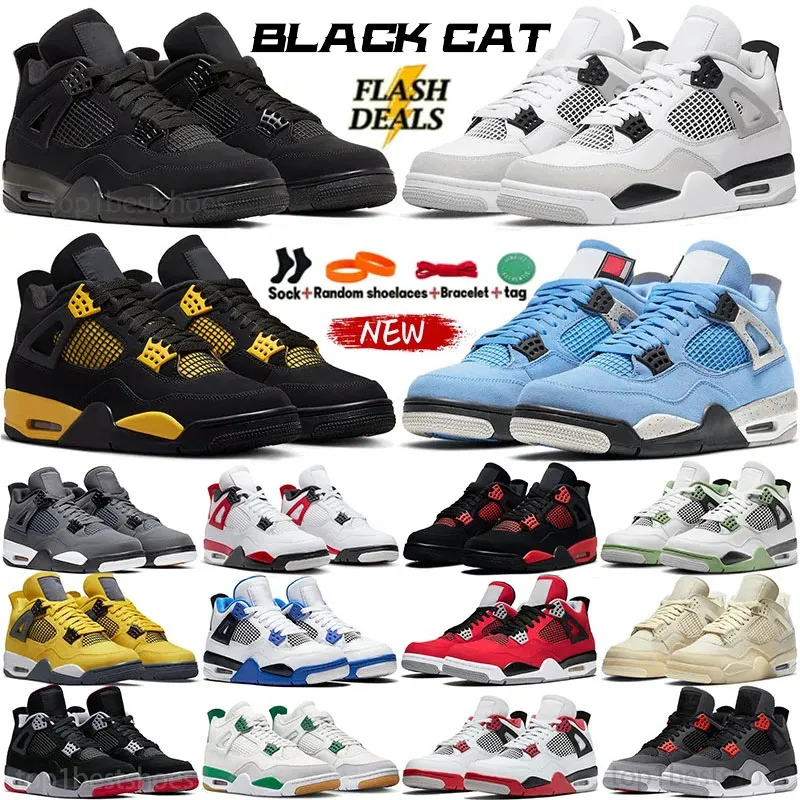 4 Jumpman 4 4s Black Cat Chaussures Midnight Navy Bleu Militaire Noir Rouge Feu Rouge Bleu Thunder Cool Gris Éclairage Métallique Blanc Ciment Bred Oreo Pure Money Sea Foam