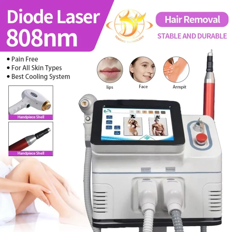 Máquina a laser para remoção de tatuagem, perna, braço, remoção permanente de pelos, diodo 808nm, máquina de remoção de pelos